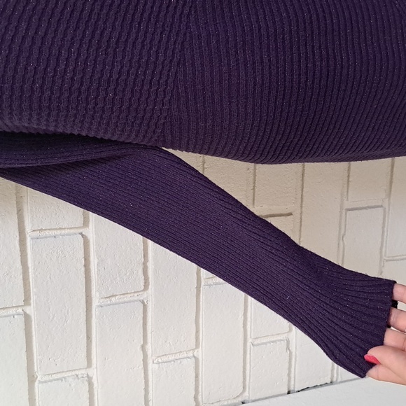 Alfani Purple Shimmer Off The Sholder Sweater Dress. Size Small - Picture 5 of 10